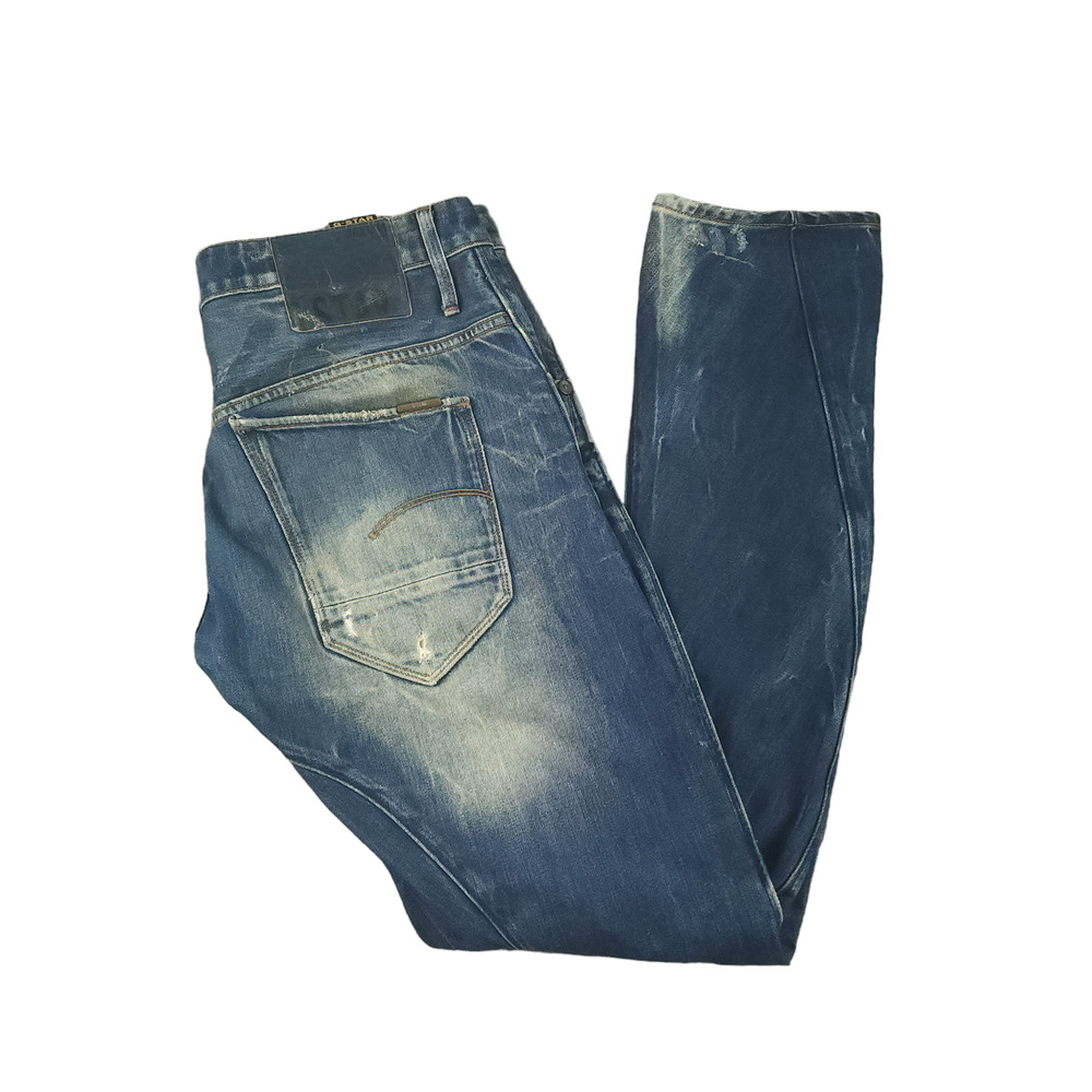 G Star Raw Jeans 33x32 Mens 3D Slim Low Rise Distressed Thrashed Medium Aged